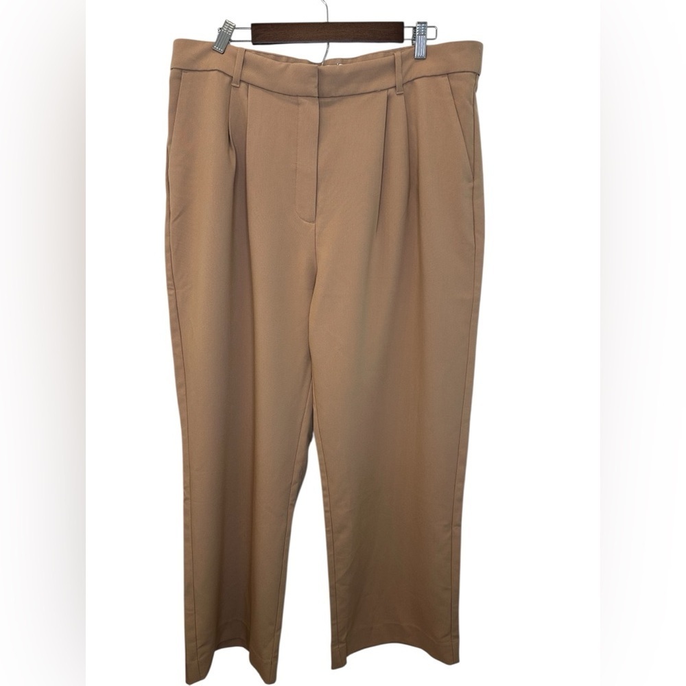 NWT Abercrombie & Fitch Tan Wide Leg Pleated Trousers 18/34
